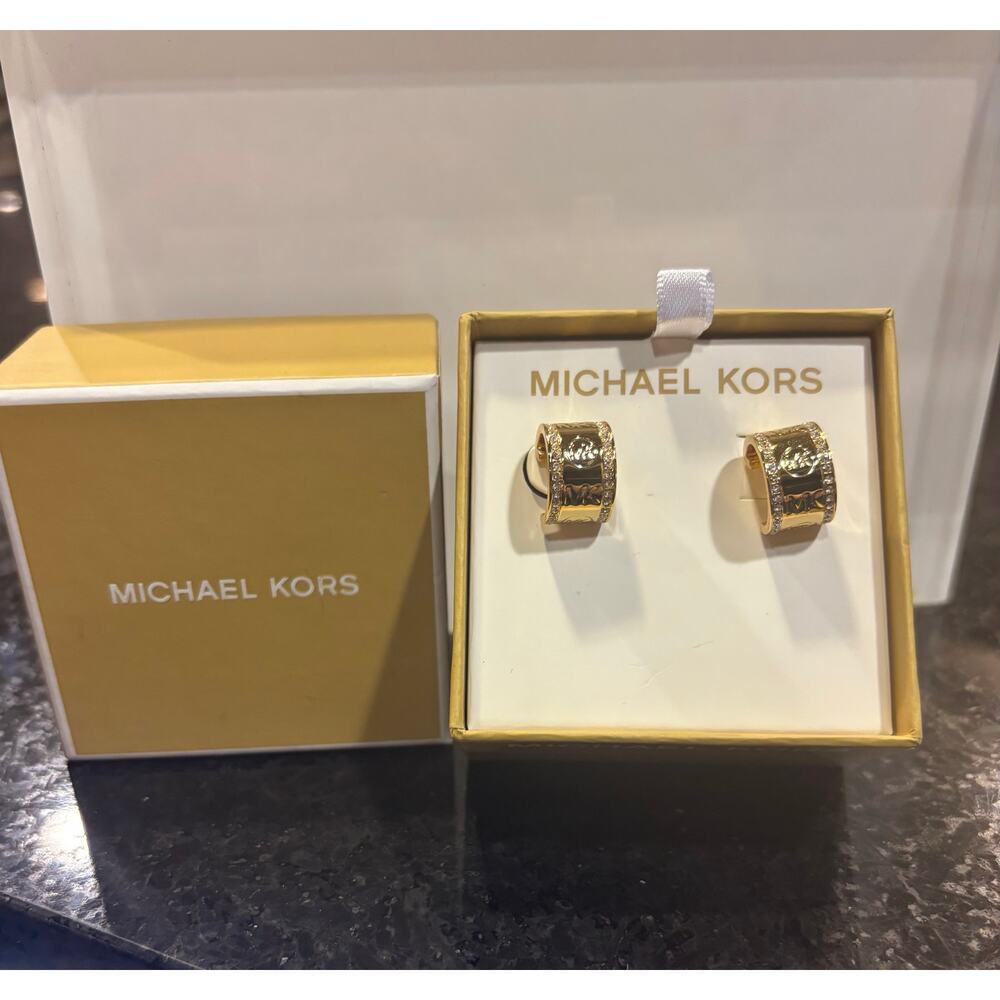 Michael Kors Pavé Crystal Logo Stud Earrings